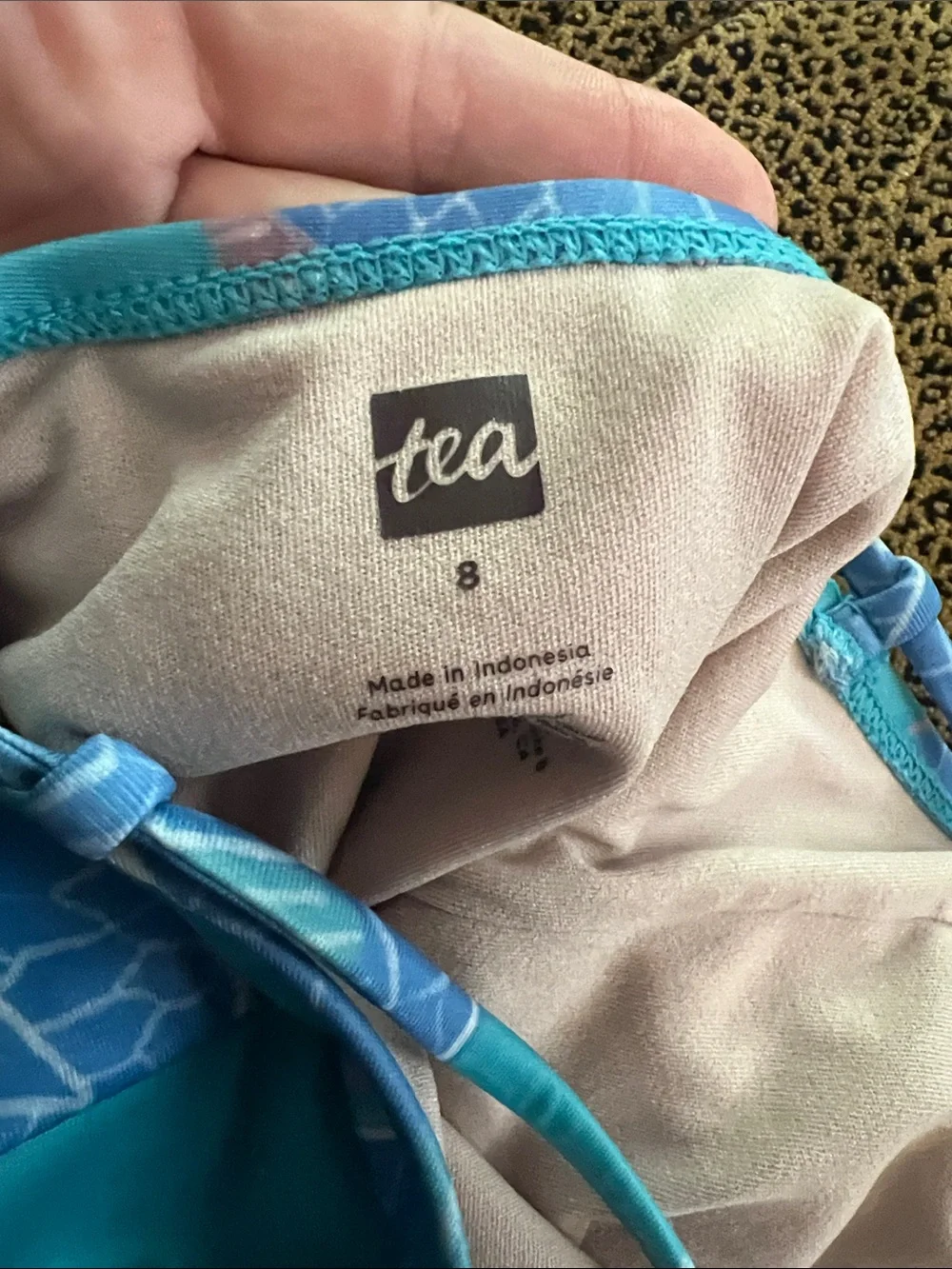 Tea Collection Aqua One-Piece Swimsuit with Blue Fish Print size 8